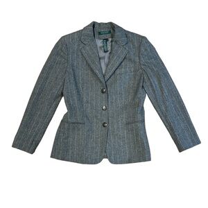 Ralph Lauren | Pin Striped Wool Blazer Gray, Women’s Size 6P